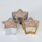 Kerzentopf Delisa Stern 3fs. gold/silber/weiß